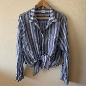 Lightweight Jcrew button up with front tie 2x